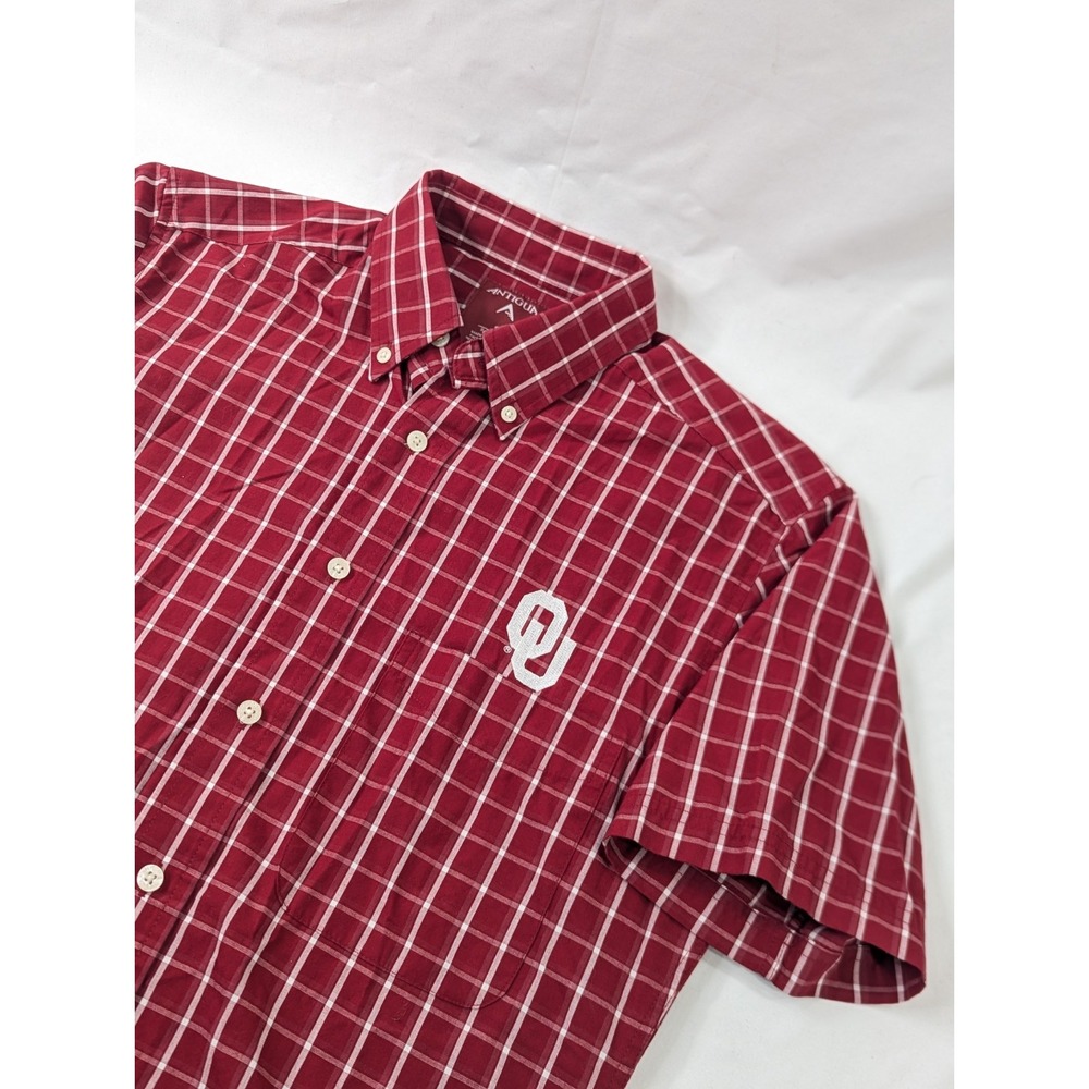 University Of Oklahoma Men's Plaid Shirt Size Small Embroidered OU Antigua